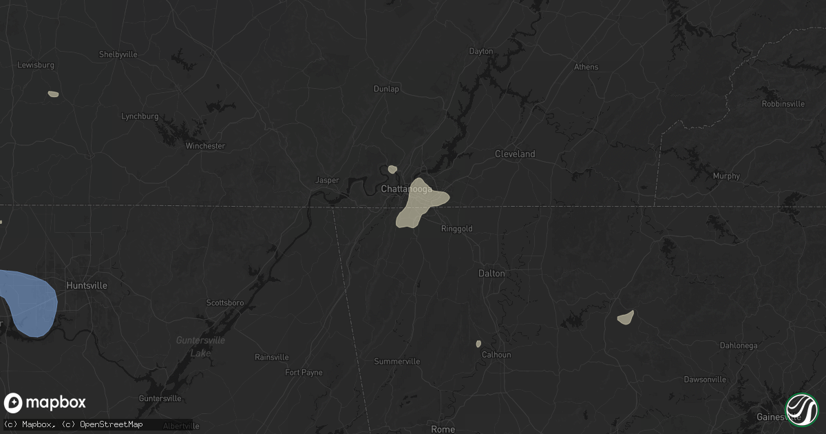 Hail map in Rossville, GA on July 3, 2026