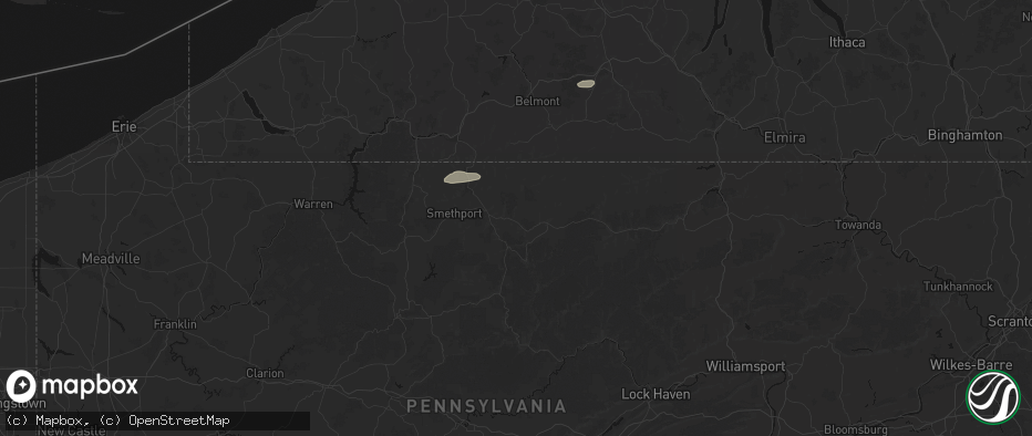 Hail map in Roulette, PA on July 3, 2026