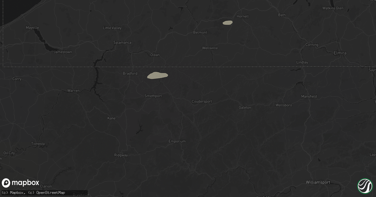 Hail map in Roulette, PA on July 3, 2026