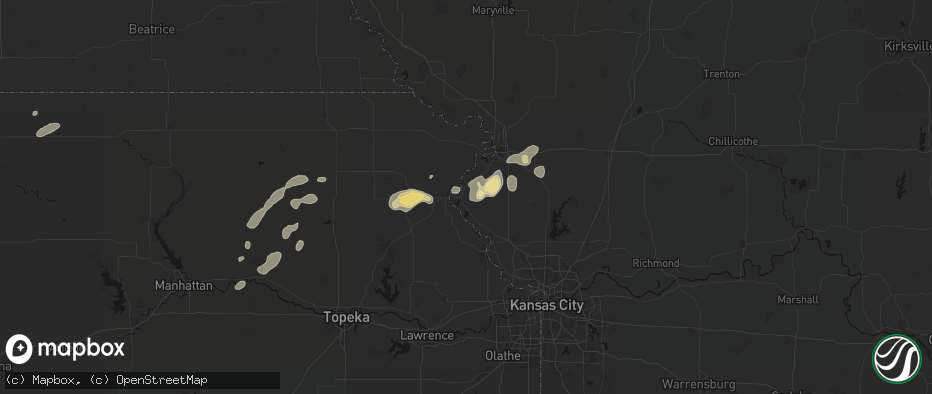 Hail map in Rushville, MO on July 3, 2026