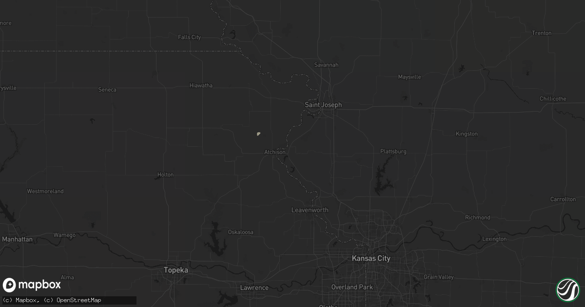 Hail map in Rushville, MO on July 3, 2026