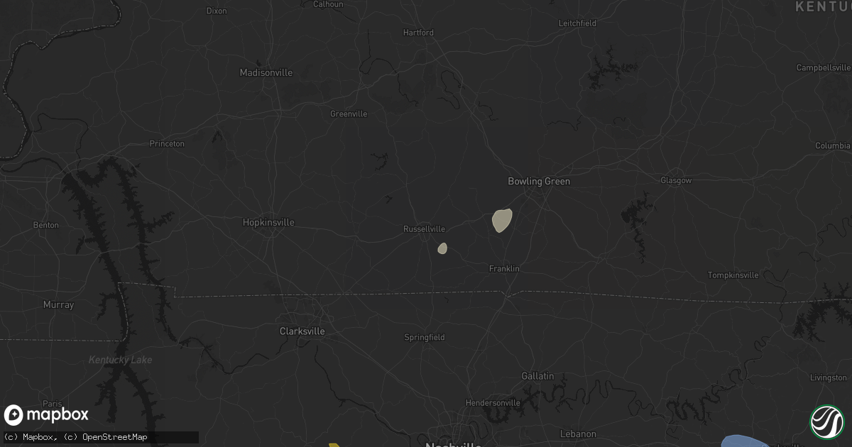 Hail map in Russellville, KY on July 3, 2026