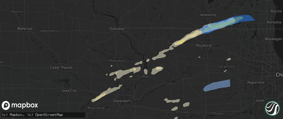 Hail map in Sabula, IA on July 3, 2026