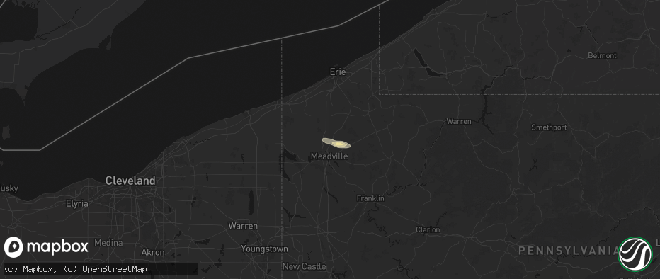 Hail map in Saegertown, PA on July 3, 2026