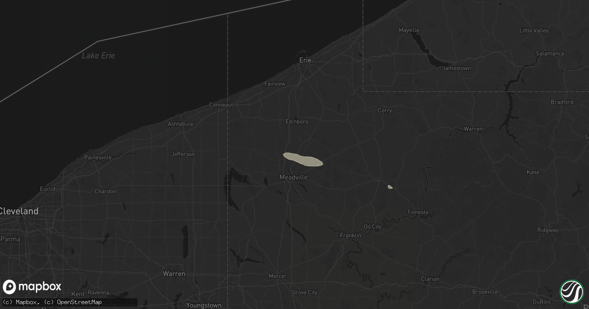 Hail map in Saegertown, PA on July 3, 2026