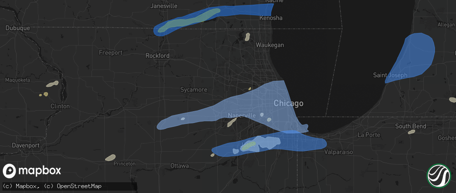 Hail map in Saint Charles, IL on July 3, 2026