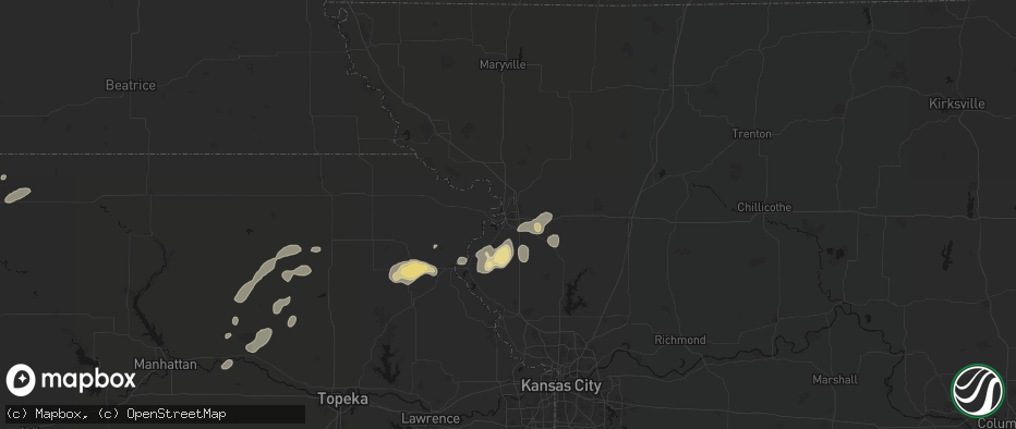 Hail map in Saint Joseph, MO on July 3, 2026