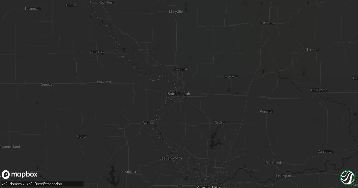 Hail map in Saint Joseph, MO on July 3, 2026