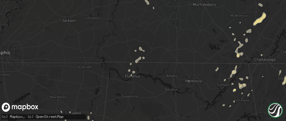 Hail map in Saint Joseph, TN on July 3, 2026