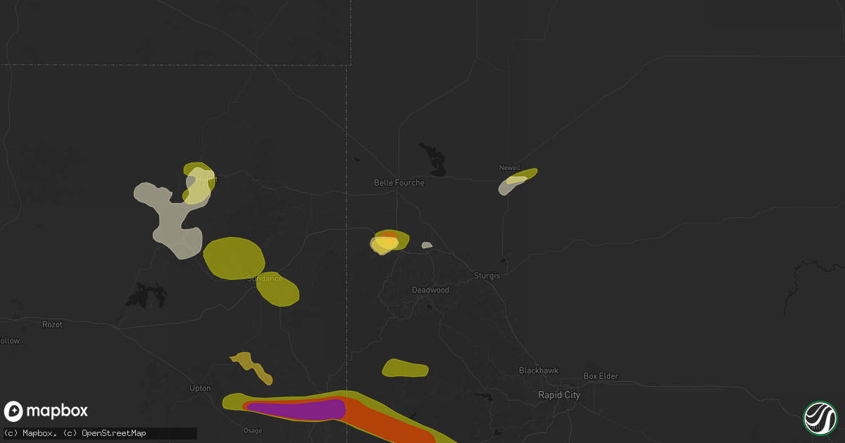 Hail map in Saint Onge, SD on July 3, 2026