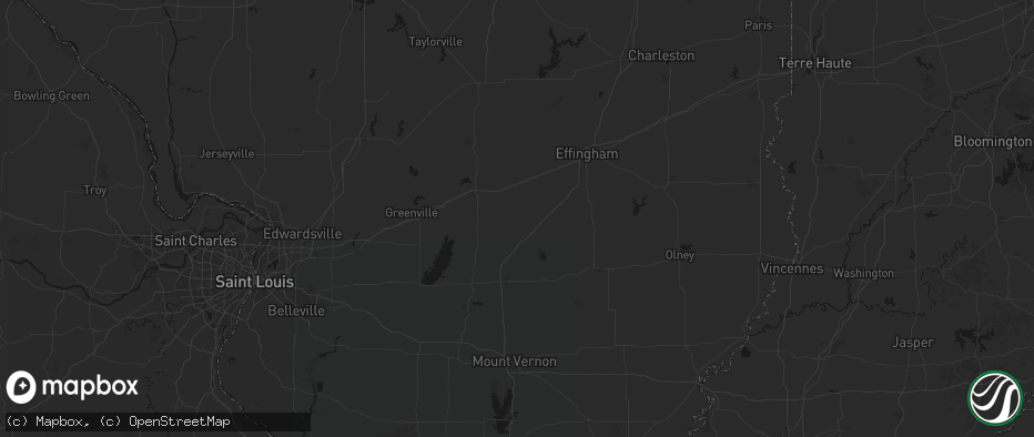Hail map in Saint Peter, IL on July 3, 2026