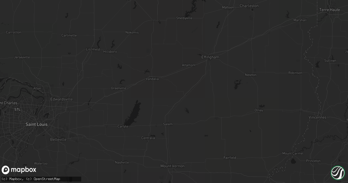 Hail map in Saint Peter, IL on July 3, 2026