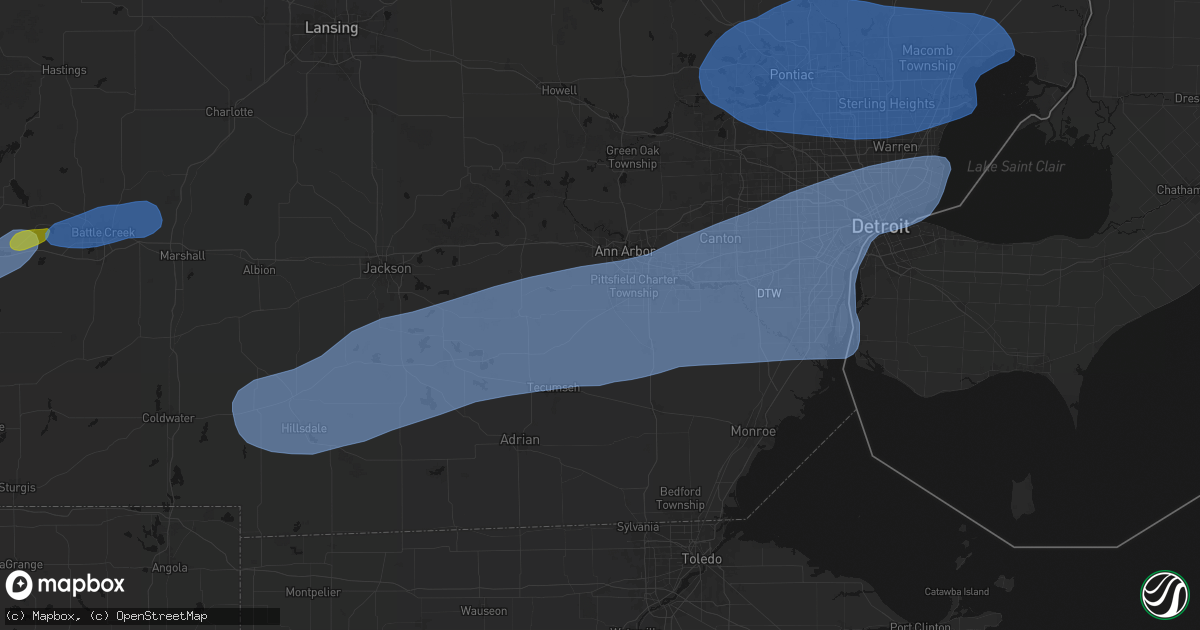 Hail map in Saline, MI on July 3, 2026