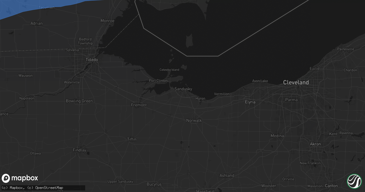 Hail map in Sandusky, OH on July 3, 2026