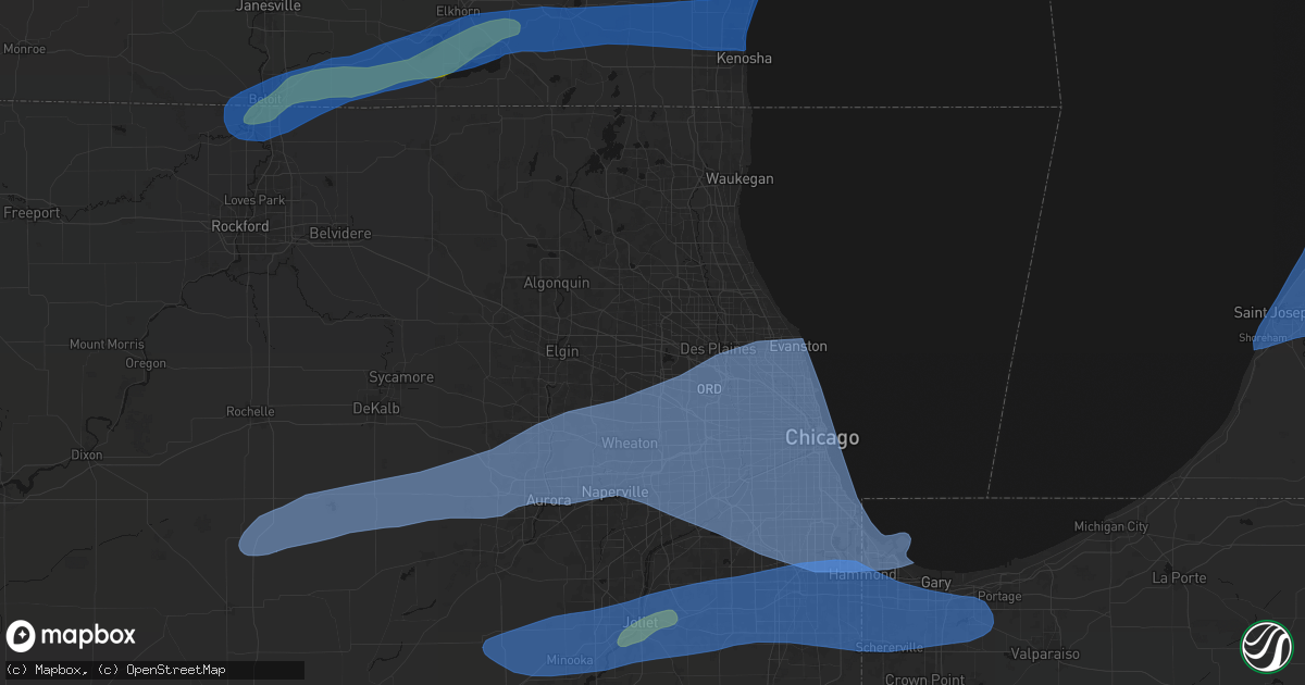 Hail map in Schaumburg, IL on July 3, 2026