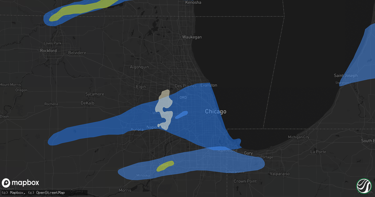 Hail map in Schiller Park, IL on July 3, 2026