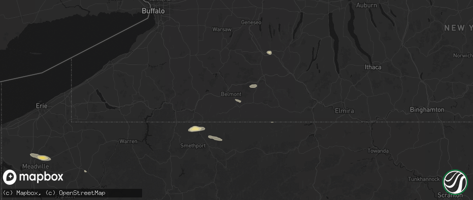 Hail map in Scio, NY on July 3, 2026