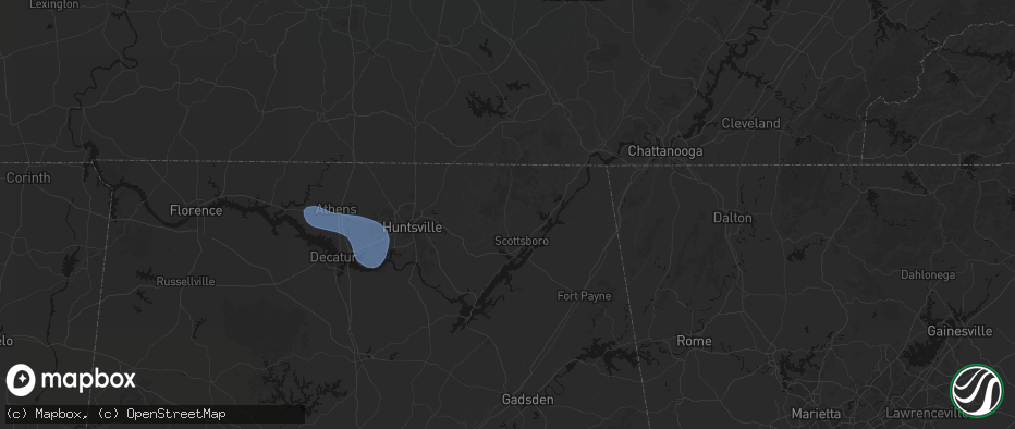Hail map in Scottsboro, AL on July 3, 2026