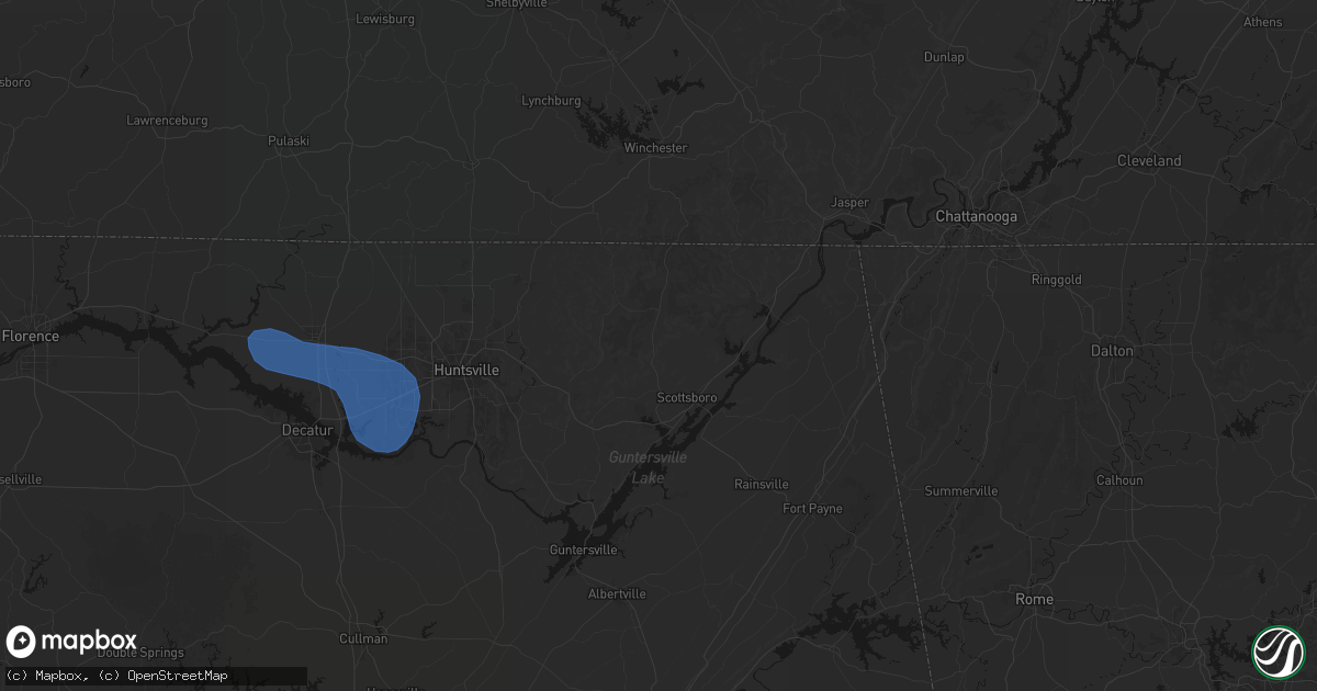 Hail map in Scottsboro, AL on July 3, 2026