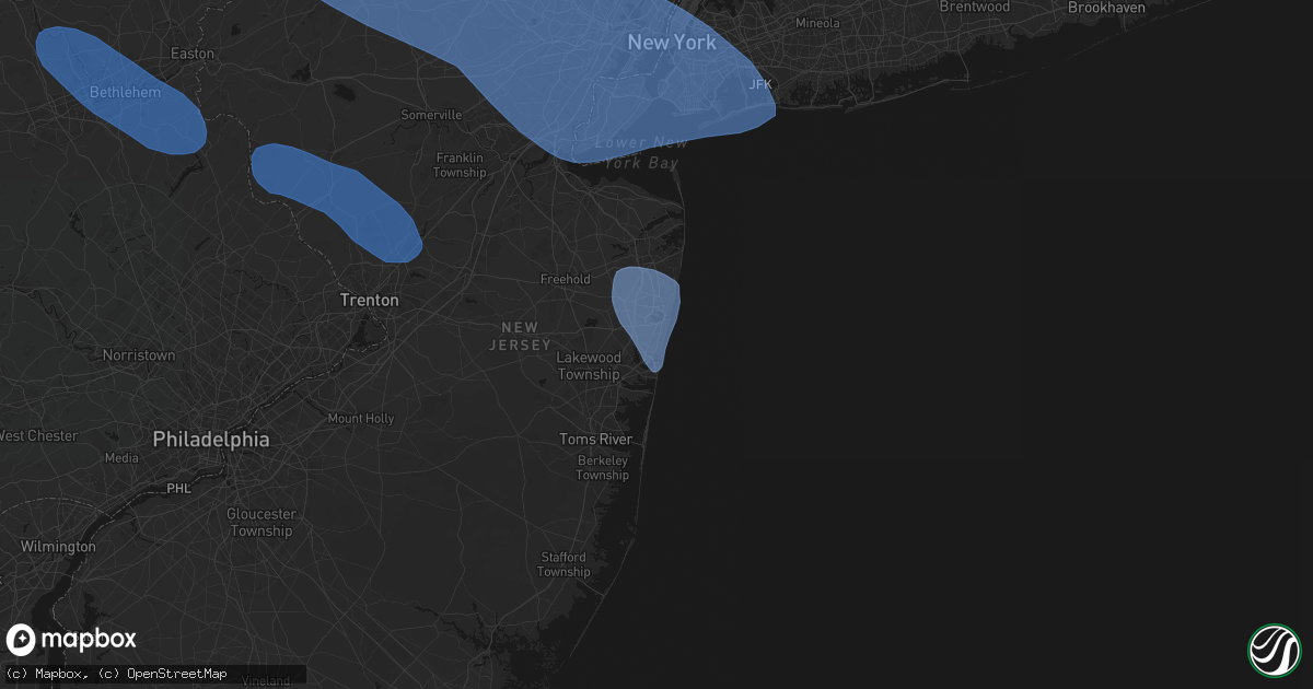 Hail map in Sea Girt, NJ on July 3, 2026