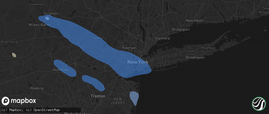 Hail map in Secaucus, NJ on July 3, 2026
