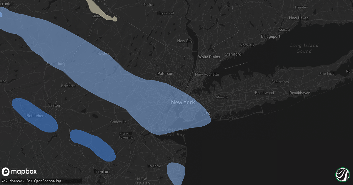 Hail map in Secaucus, NJ on July 3, 2026