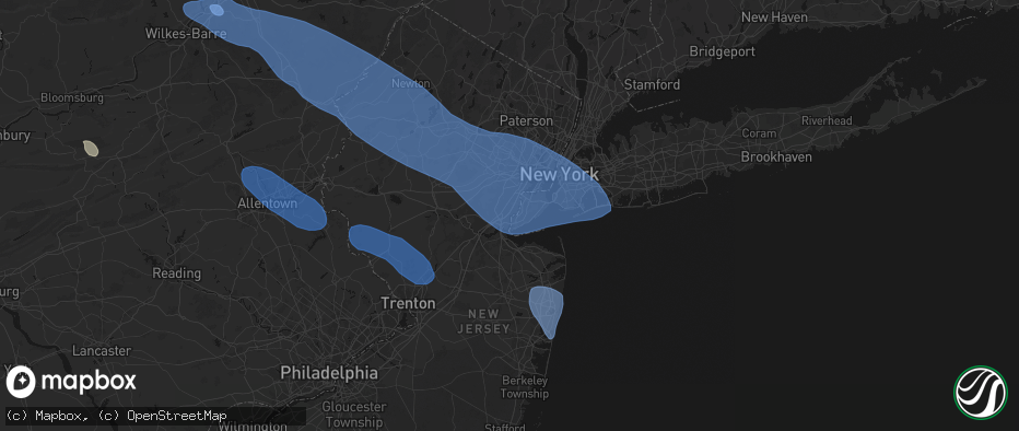 Hail map in Sewaren, NJ on July 3, 2026