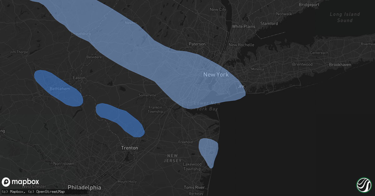 Hail map in Sewaren, NJ on July 3, 2026