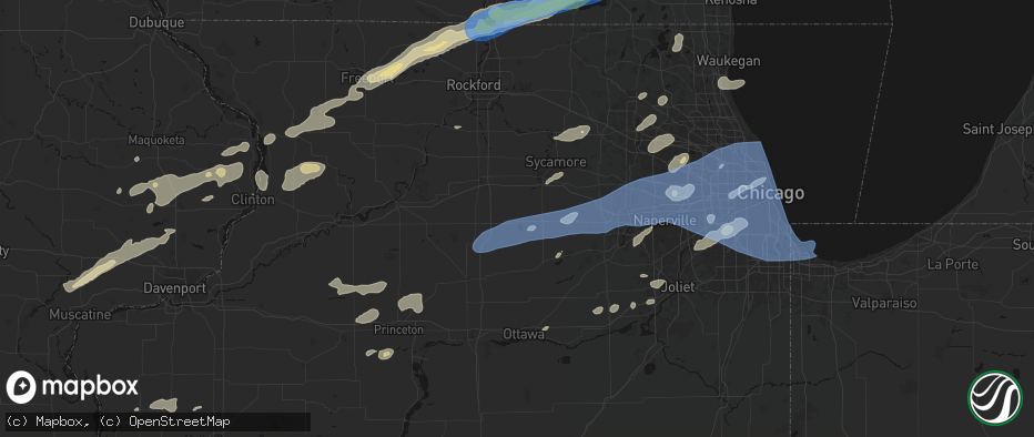 Hail map in Shabbona, IL on July 3, 2026