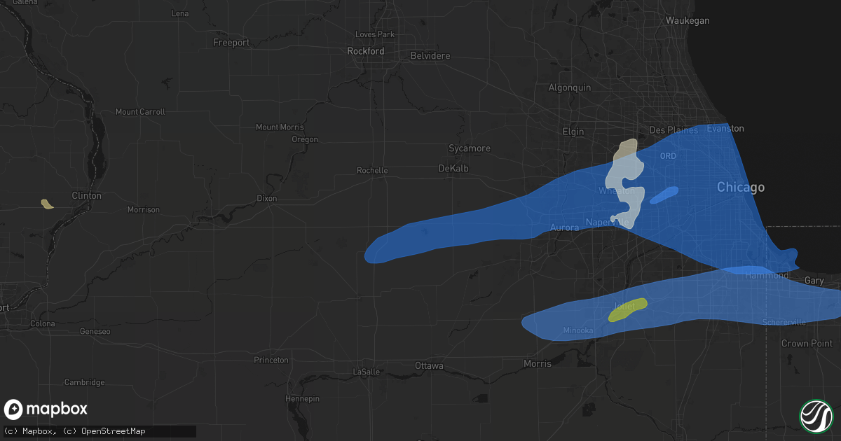 Hail map in Shabbona, IL on July 3, 2026