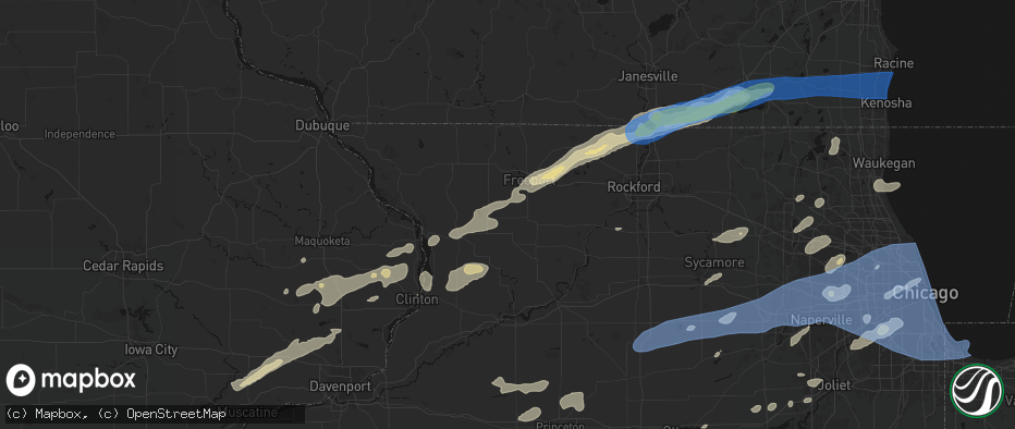 Hail map in Shannon, IL on July 3, 2026