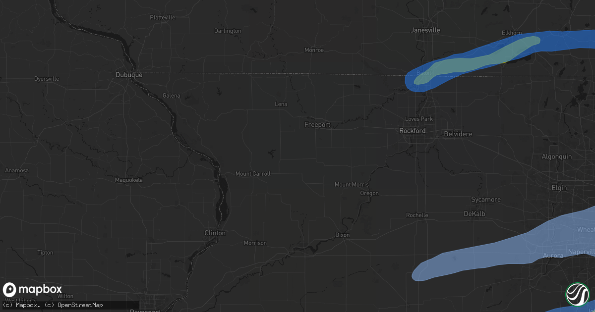 Hail map in Shannon, IL on July 3, 2026
