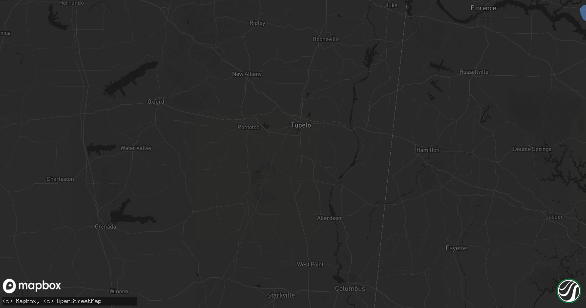 Hail map in Shannon, MS on July 3, 2026