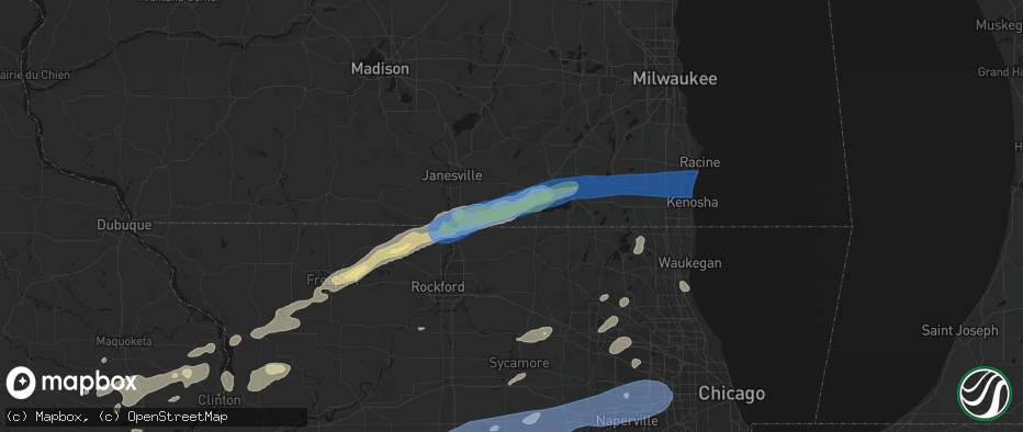 Hail map in Sharon, WI on July 3, 2026