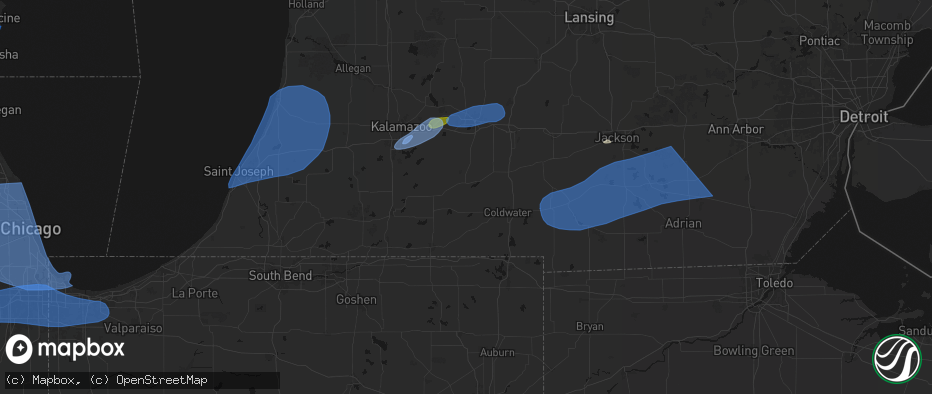 Hail map in Sherwood, MI on July 3, 2026