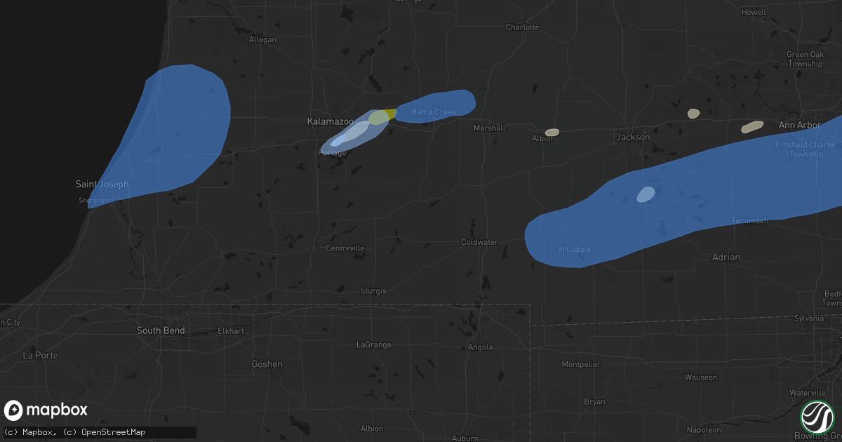 Hail map in Sherwood, MI on July 3, 2026