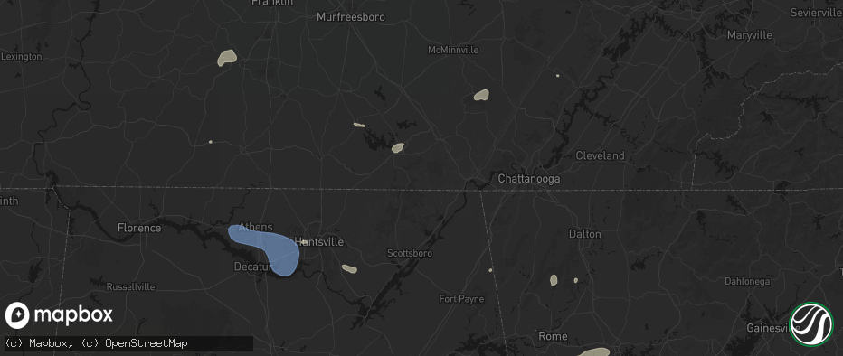 Hail map in Sherwood, TN on July 3, 2026