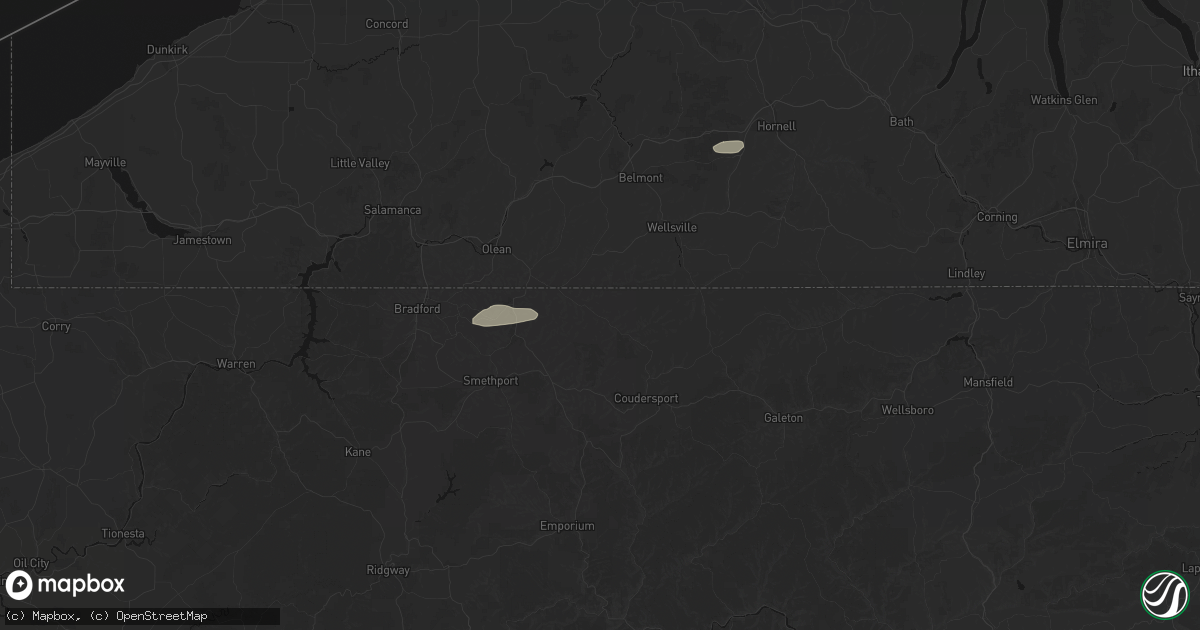Hail map in Shinglehouse, PA on July 3, 2026