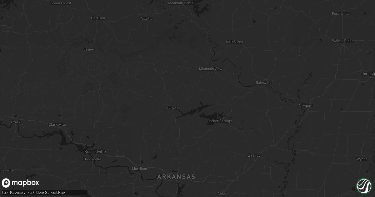 Hail map in Shirley, AR on July 3, 2026