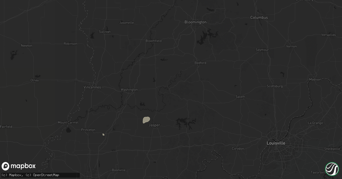 Hail map in Shoals, IN on July 3, 2026