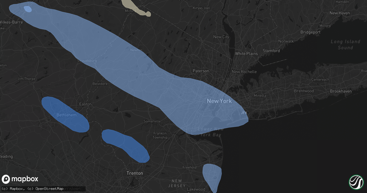 Hail map in Short Hills, NJ on July 3, 2026