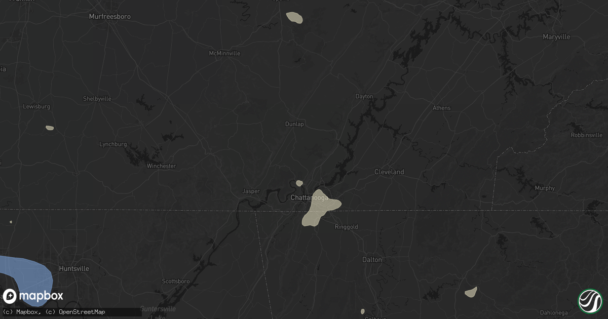 Hail map in Signal Mountain, TN on July 3, 2026