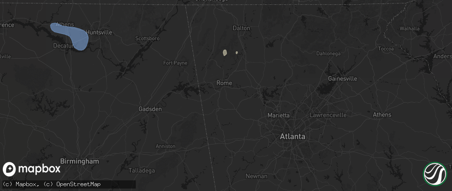 Hail map in Silver Creek, GA on July 3, 2026