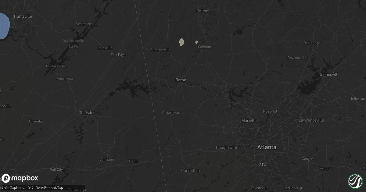 Hail map in Silver Creek, GA on July 3, 2026
