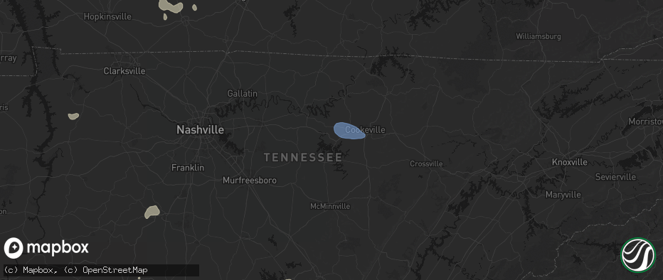 Hail map in Silver Point, TN on July 3, 2026
