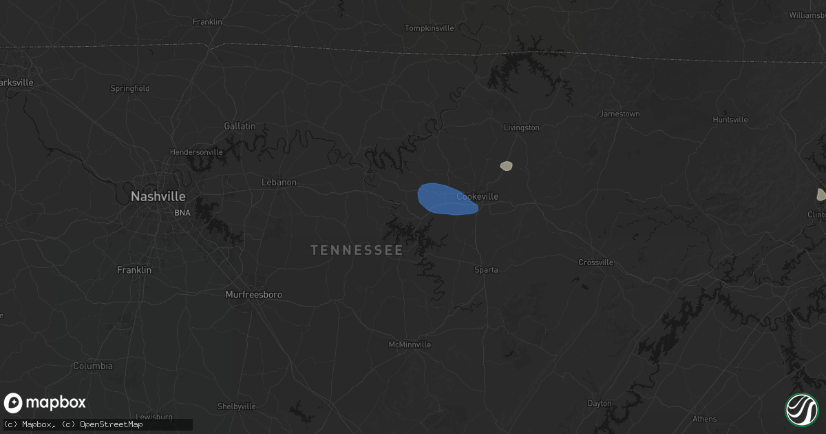 Hail map in Silver Point, TN on July 3, 2026