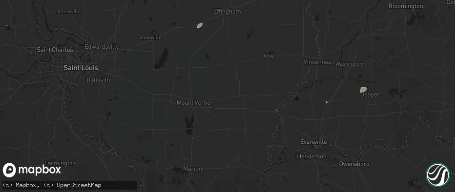Hail map in Sims, IL on July 3, 2026