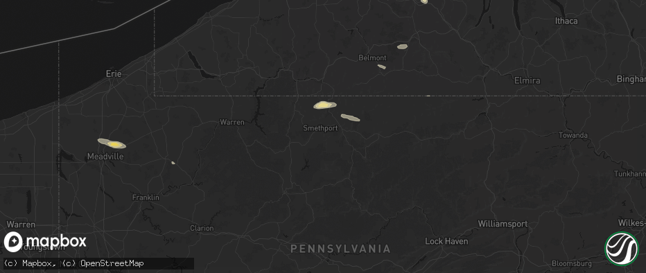 Hail map in Smethport, PA on July 3, 2026