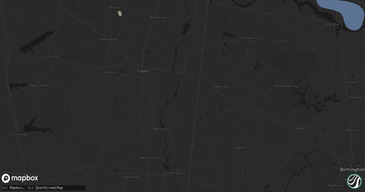 Hail map in Smithville, MS on July 3, 2026