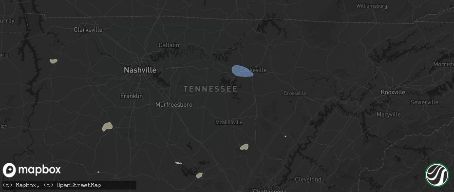 Hail map in Smithville, TN on July 3, 2026